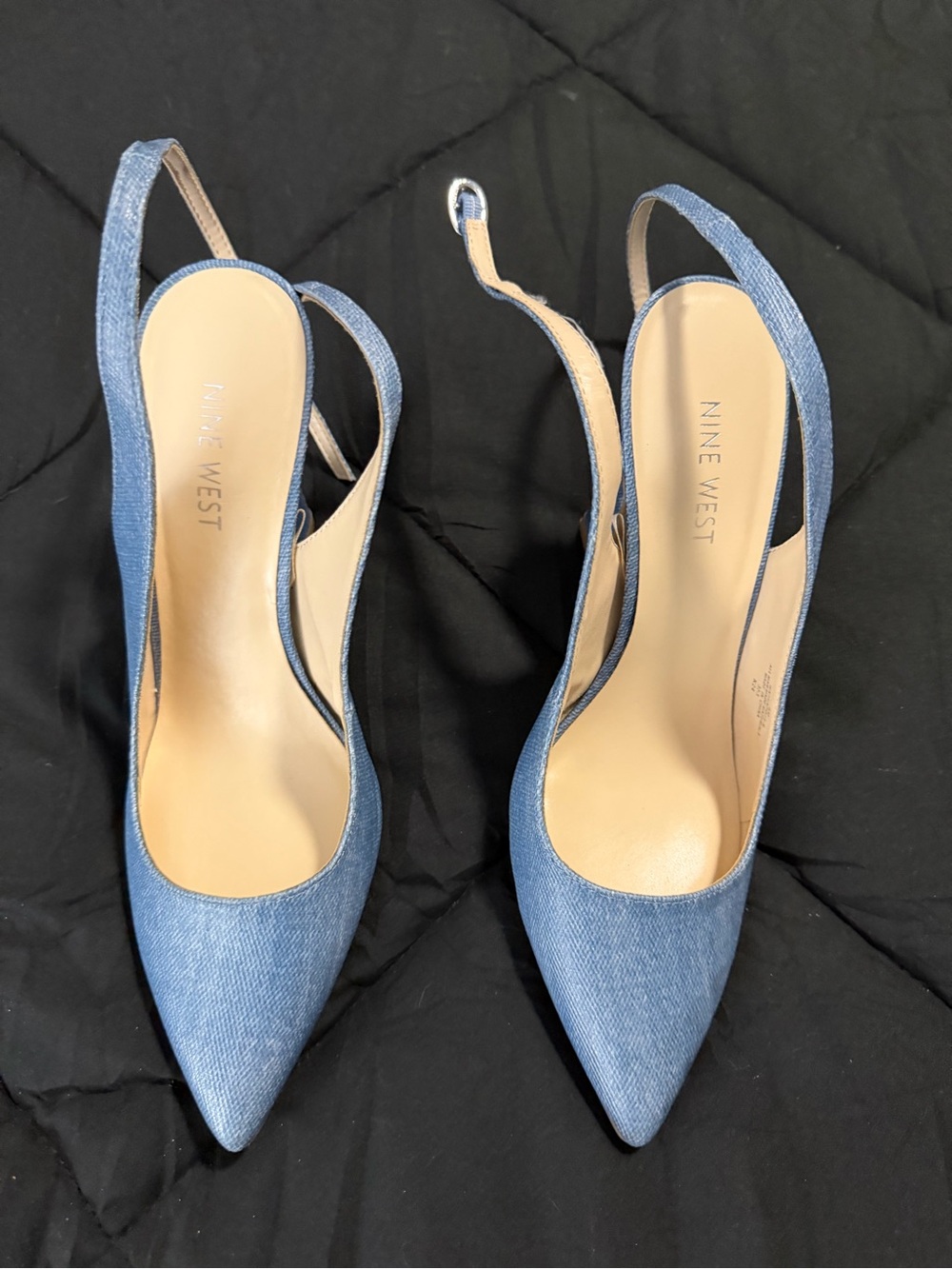 Nine West Denim Blue Pointed-Toe Slingback Pumps